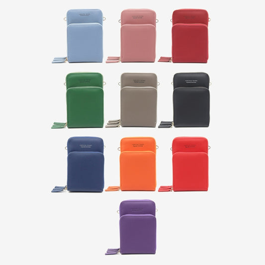 Ladies Mobile Phone Bag PU Vertical Large Capacity Mobile Phone Single-Shoulder Messenger Bag(Red) by bashfashion