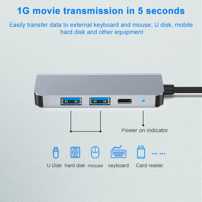 BYL-2011 4 In 1 USB-C / Type-C To 4K HDMI + USB 3.0 + USB 2.0 + PD USB-C / Type-C Charging Ports Multifunctional HUB Docking Station by bashfashion