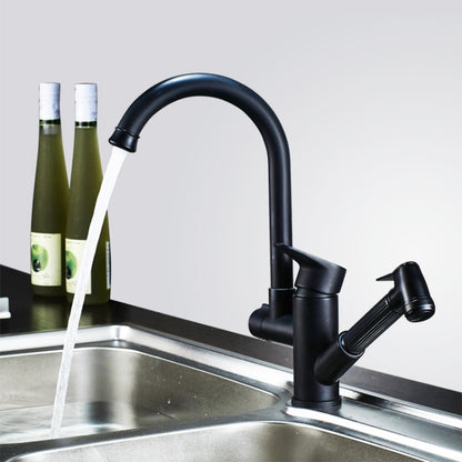 Kitchen Pull-Out Double Faucet Water Table Hot And Cold Water Faucet, Specification: Wheel Bending Pull by bashfashion