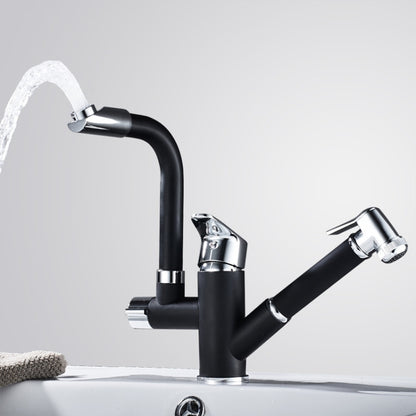 Kitchen Pull-Out Double Faucet Water Table Hot And Cold Water Faucet, Specification: Round Spray Pull by bashfashion