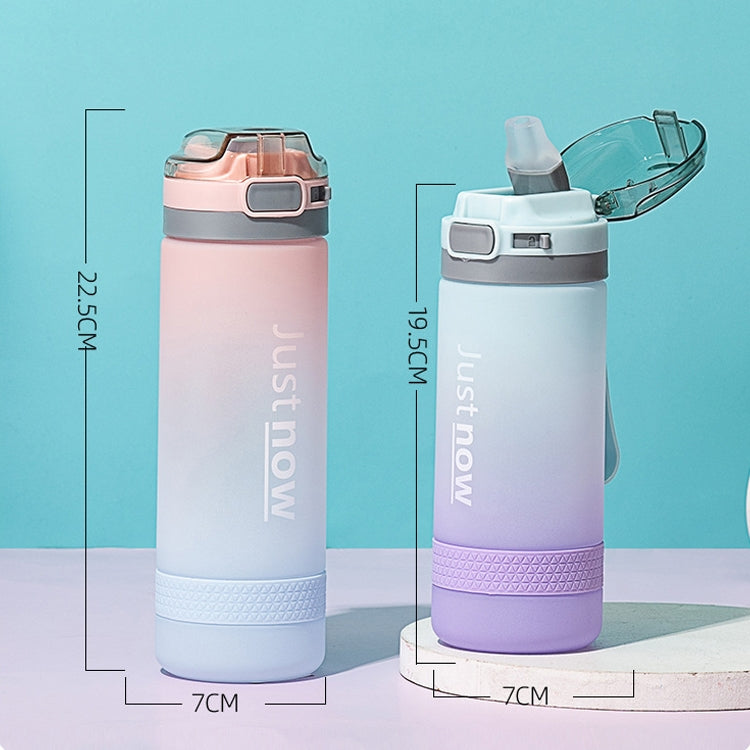 Cartoon Girl Straw Cup Fresh Frosted Gradient Scale Plastic Cup Portable Cup, Capacity: 400ml(Pink) by bashfashion