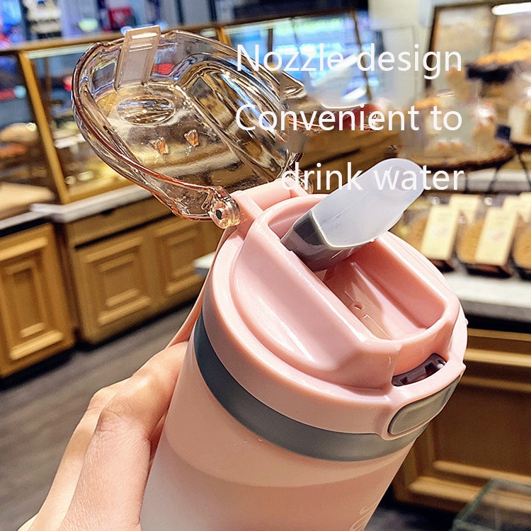 Cartoon Girl Straw Cup Fresh Frosted Gradient Scale Plastic Cup Portable Cup, Capacity: 400ml(Pink) by bashfashion