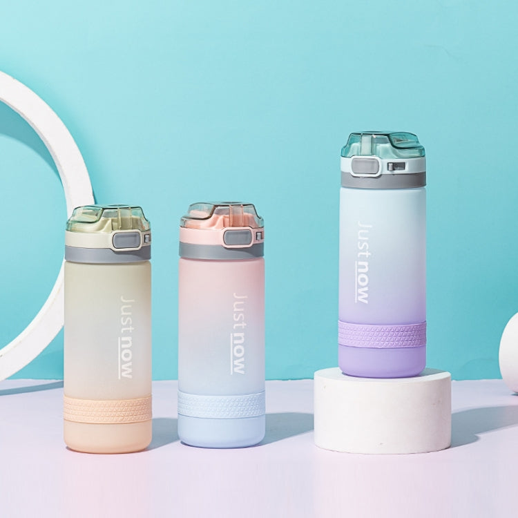 Cartoon Girl Straw Cup Fresh Frosted Gradient Scale Plastic Cup Portable Cup, Capacity: 400ml(Green) by bashfashion