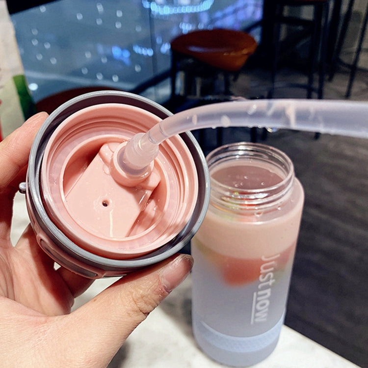 Cartoon Girl Straw Cup Fresh Frosted Gradient Scale Plastic Cup Portable Cup, Capacity: 600ml(Pink) by bashfashion