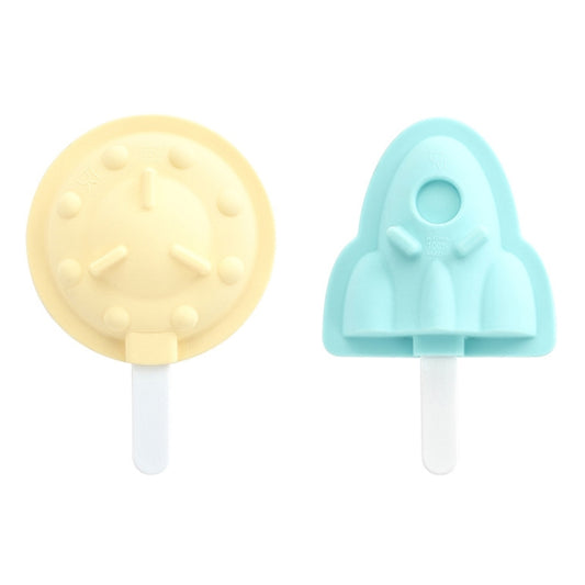 Household Silicone Popsicle Ice Cream Mold With Lid, Specification: Flying Saucer + Rocket by bashfashion