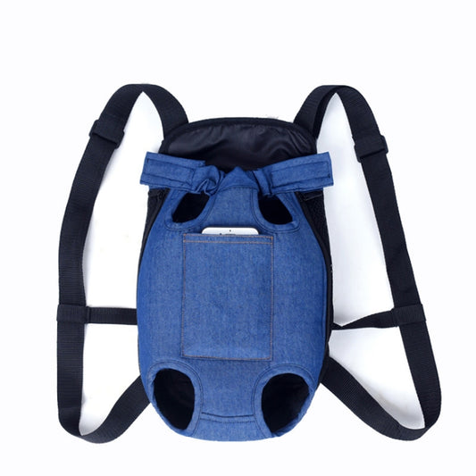 Dog Going Out Foldable On Chest Backpack Pet Carrier Bag, Colour: Blue Denim (Four Seasons)(L) by bashfashion