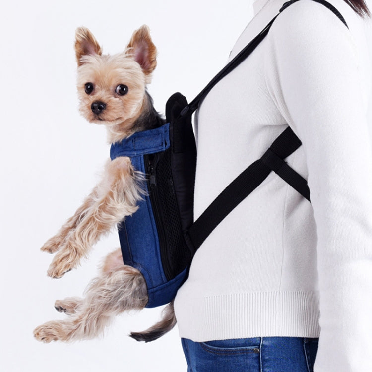 Dog Going Out Foldable On Chest Backpack Pet Carrier Bag, Colour: Blue Denim (Four Seasons)(L) by bashfashion