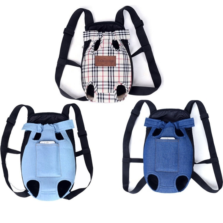 Dog Going Out Foldable On Chest Backpack Pet Carrier Bag, Colour: Blue Denim (Four Seasons)(M) by bashfashion