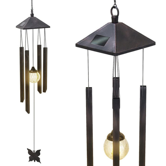 Outdoor Solar LED Wind Ring Lamp Waterproof Stainless Steel Garden Hanging Lamp Decoration Light by bashfashion