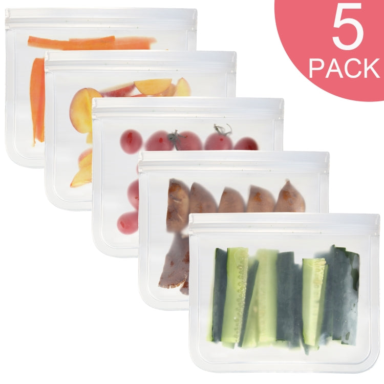 5 in 1 Translucent Frosted PEVA Food Preservation Bag Refrigerator Food Storage Bag Self-Sealing Food Bag Set(NO.1x5) by bashfashion