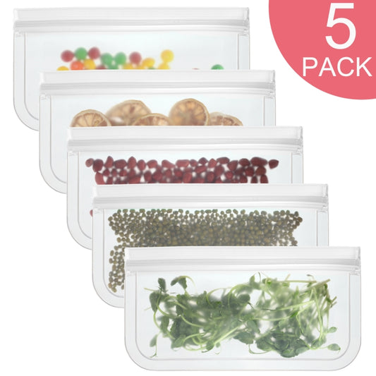 5 in 1 Translucent Frosted PEVA Food Preservation Bag Refrigerator Food Storage Bag Self-Sealing Food Bag Set(NO.2x5) by bashfashion