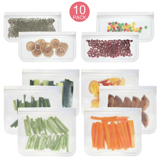 10 in 1 Translucent Frosted PEVA Food Preservation Bag Refrigerator Food Storage Bag Self-Sealing Food Bag Set(NO.1x6+NO.2x4) by bashfashion