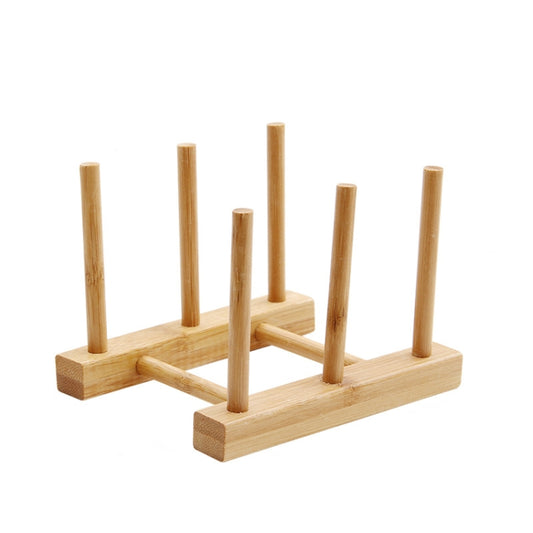 Multi-Purpose Bowl Disc Rack Kitchen Drain Rack Bamboo Tableware Storage Rack, Layer (specification): 2 Grid by bashfashion