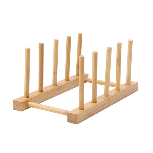 Multi-Purpose Bowl Disc Rack Kitchen Drain Rack Bamboo Tableware Storage Rack, Layer (specification): 4 Grid by bashfashion
