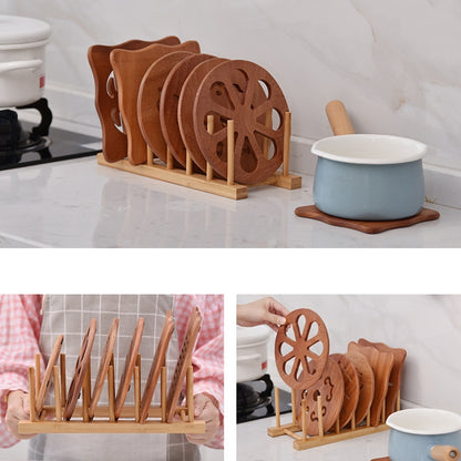 Multi-Purpose Bowl Disc Rack Kitchen Drain Rack Bamboo Tableware Storage Rack, Layer (specification): 8 Grid by bashfashion