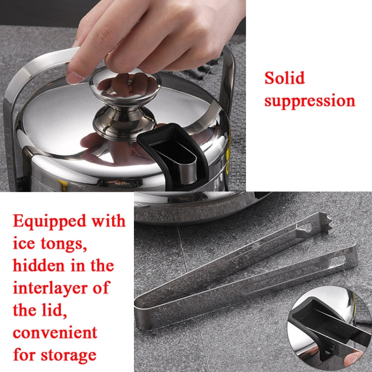 304 Stainless Steel Ice Bucket Double-Layer Hollow Bar Beer Wine Barrel With Ice Clip, Capacity: 1.3L by bashfashion