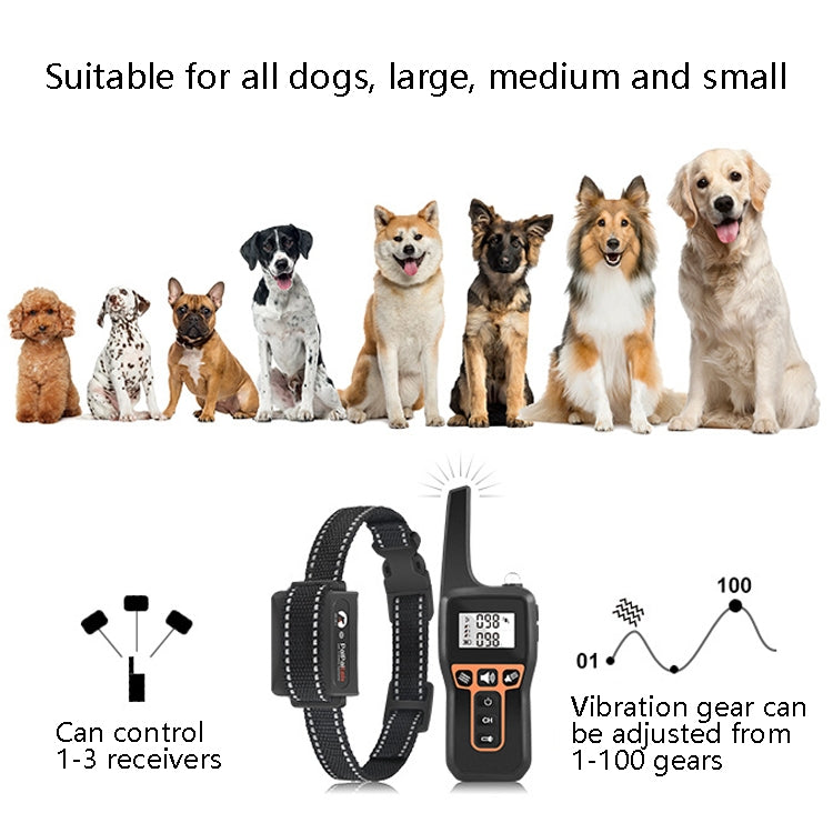 PaiPaitek PD529V-1 Training Dog Anti-Barking Device Vibration Collar 1000M Remote Control Distance Pet Training Supplies by PaiPaitek