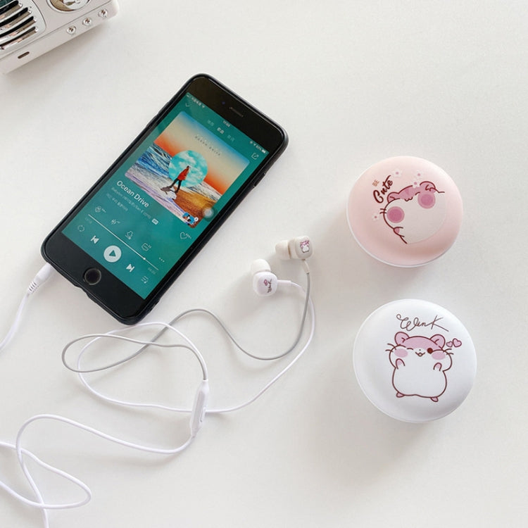 2 Pairs Heavy Bass Wired Headset Mobile Phone Universal Headset with Storage Box & Microphone(White Rat + Storage Box) by bashfashion