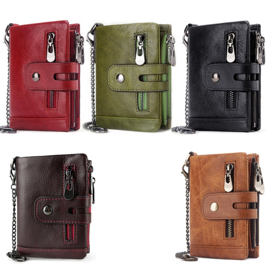 RFID Anti-Theft Swipe Wallet Tri-Fold Multi-Card Slot Crazy Horse Leather Men Leather Wallet(Black) by bashfashion