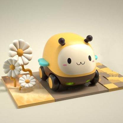 Cartoon Cute Pet Pull Back Car Children Mini Puzzle Inertia Car Toy(Bee) by bashfashion