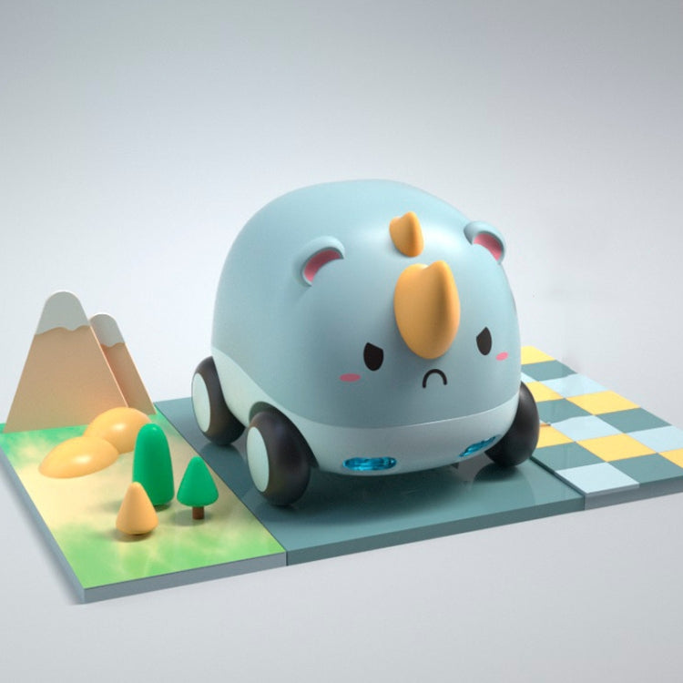 Cartoon Cute Pet Pull Back Car Children Mini Puzzle Inertia Car Toy(Rhino) by bashfashion