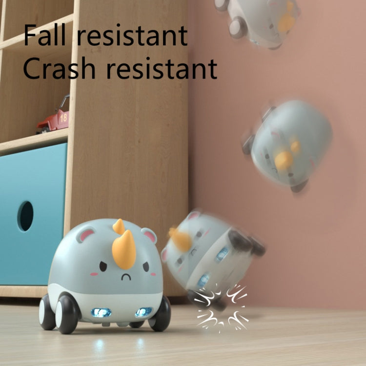 Cartoon Cute Pet Pull Back Car Children Mini Puzzle Inertia Car Toy(Rhino) by bashfashion