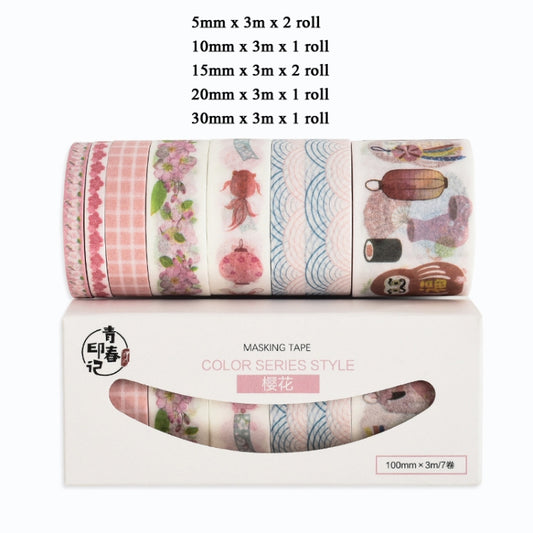 Hand Account Sticker Cute Girl Salt Hand Account Decoration Tape Diy Sticker Set(Cherry Blossoms) by bashfashion