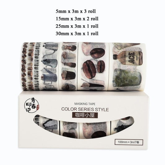 Hand Account Sticker Cute Girl Salt Hand Account Decoration Tape Diy Sticker Set(Coffee House) by bashfashion