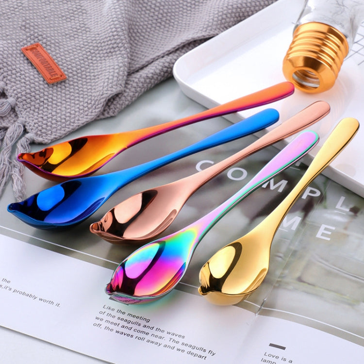 Household Kitchen Stainless Steel Seasoning Spoon 304 Thickened Tip Oil Spoon Mounting Spoon,Color: Rose Gold by bashfashion