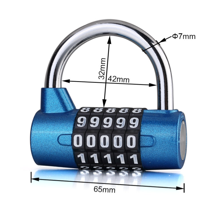 Large 5 Digit Combination Gym Cabinets Password Lock Tool Box Door Padlock(Blue) by bashfashion