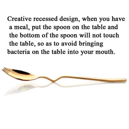 Stainless Steel Instant Noodle Fork Multi-Purpose V-Shaped Knife Fork Spoon Integrated Tableware, Color: Gold by bashfashion