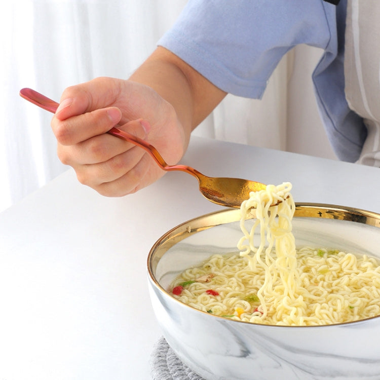 Stainless Steel Instant Noodle Fork Multi-Purpose V-Shaped Knife Fork Spoon Integrated Tableware, Color: Gold by bashfashion