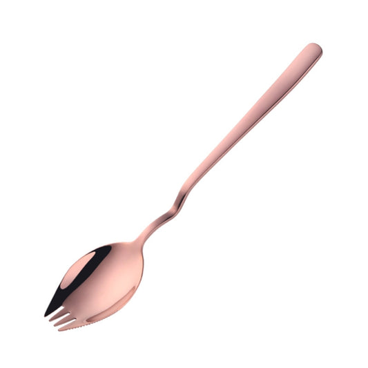 Stainless Steel Instant Noodle Fork Multi-Purpose V-Shaped Knife Fork Spoon Integrated Tableware, Color: Rose Gold by bashfashion