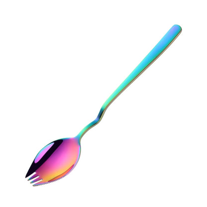 Stainless Steel Instant Noodle Fork Multi-Purpose V-Shaped Knife Fork Spoon Integrated Tableware, Color: Colorful by bashfashion