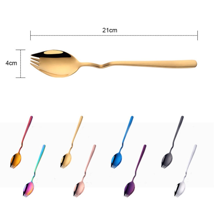 Stainless Steel Instant Noodle Fork Multi-Purpose V-Shaped Knife Fork Spoon Integrated Tableware, Color: Colorful by bashfashion
