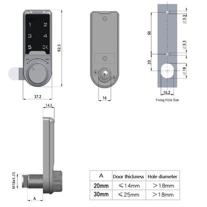 Open Hole Steel Cabinet File Cabinet Electronic Lock Drawer Mailbox Gym Cabinet Door Password Lock Specification: 30mm by bashfashion