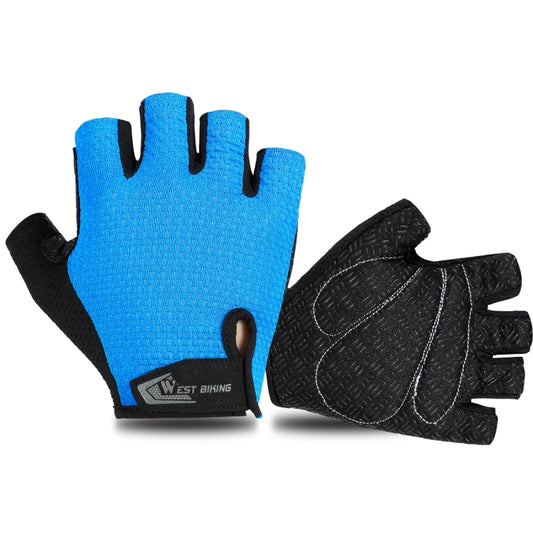 WEST BIKING YP0211218 Cycling Breathable Short Gloves Non-Slip Half Finger Gloves, Size: M(Blue) by WEST BIKING