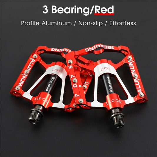 1pair WEST BIKING YP0802083 Mountain Bike Aluminum Alloy Pedal Lightweight Bearing Foot Pedal(Red) by WEST BIKING