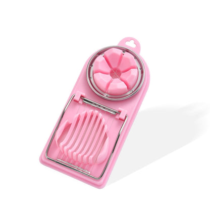 6 PCS Multifunctional Egg Cutter Kitchen Tool Stainless Steel Fancy Egg Cutter(Dark Pink) by bashfashion