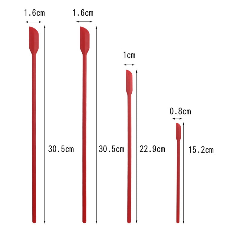 4 in 1 Silicone Mini-Pointed Scraper Lengthening Cosmetic Bottle Scraper Jam Spatula Set(Red) by bashfashion