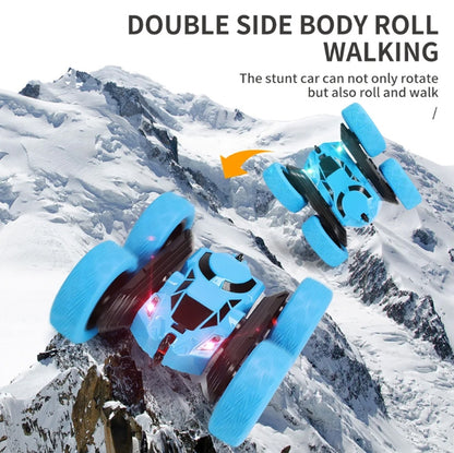 2.4G Remote Control Drift Roll Double-sided Stunt Car With Lights(Blue) by bashfashion