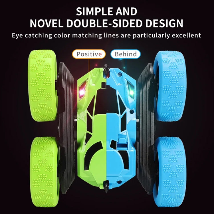 2.4G Remote Control Drift Roll Double-sided Stunt Car With Lights(Blue) by bashfashion