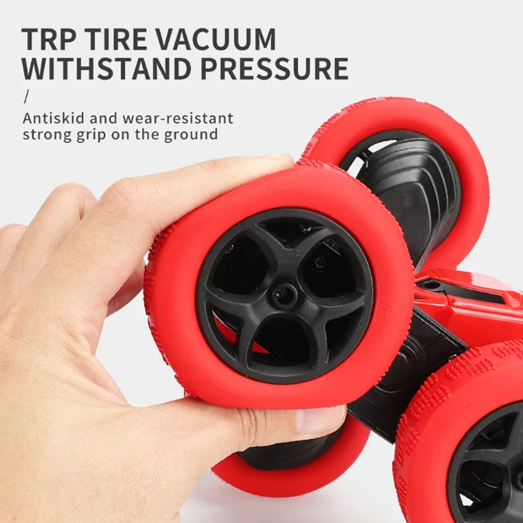 2.4G Remote Control Drift Roll Double-sided Stunt Car With Lights(Blue) by bashfashion