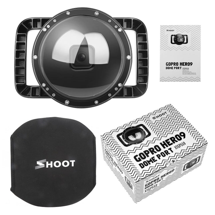 SHOOT XTGP559 Dome Port Underwater Diving Camera Lens Transparent Cover Housing Case For GoPro HERO10 Black / HERO9 Black by SHOOT
