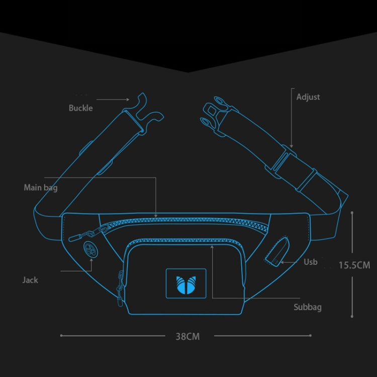 YIPINU YPU-DS Fashion Chest Bag Messenger Bag Waist Bag Waterproof Sports Mobile Phone Bag with External USB Port(Blue) by YIPINU