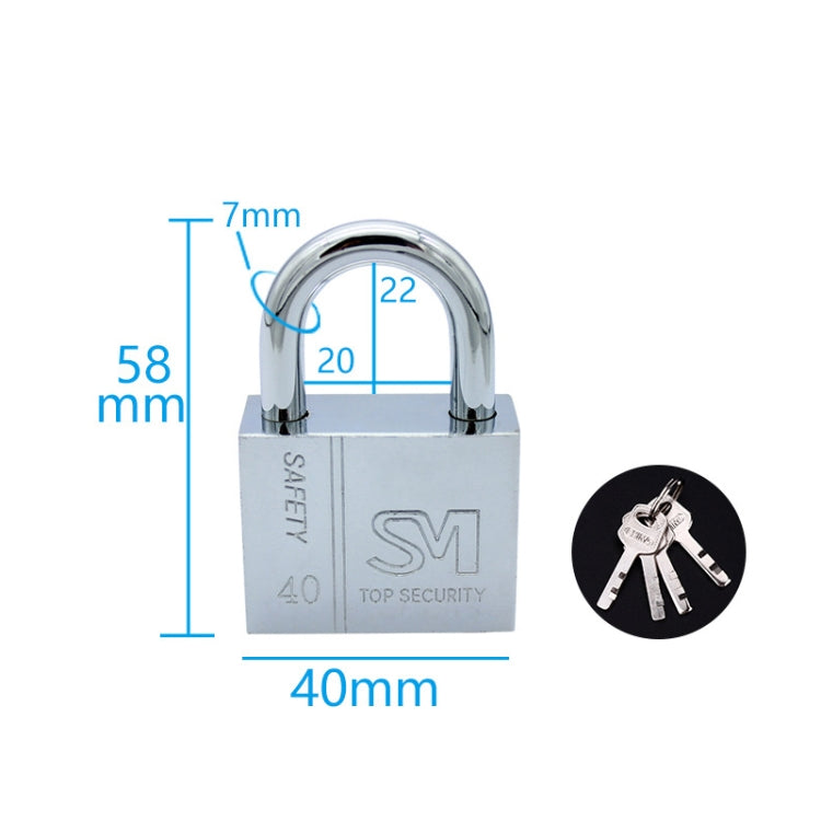 Square Blade Imitation Stainless Steel Padlock, Specification: Short 40mm Not Open by bashfashion