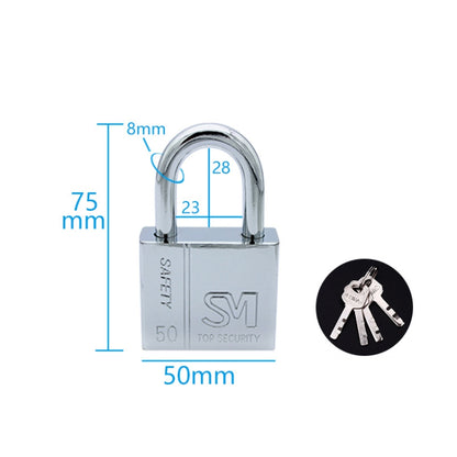 Square Blade Imitation Stainless Steel Padlock, Specification: Short 50mm Not Open by bashfashion