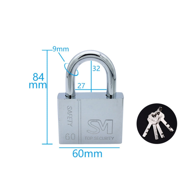 Square Blade Imitation Stainless Steel Padlock, Specification: Short 60mm Not Open by bashfashion