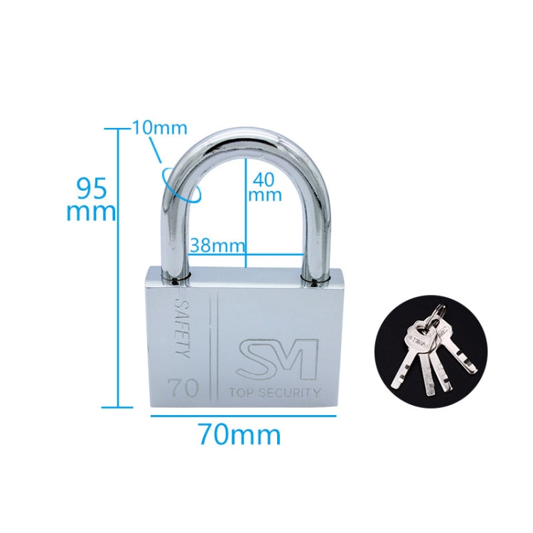 Square Blade Imitation Stainless Steel Padlock, Specification: Short 70mm Not Open by bashfashion