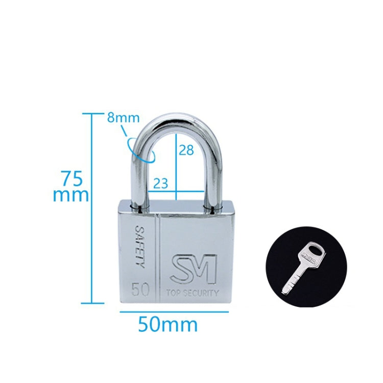 Square Blade Imitation Stainless Steel Padlock, Specification: Short 50mm Open by bashfashion